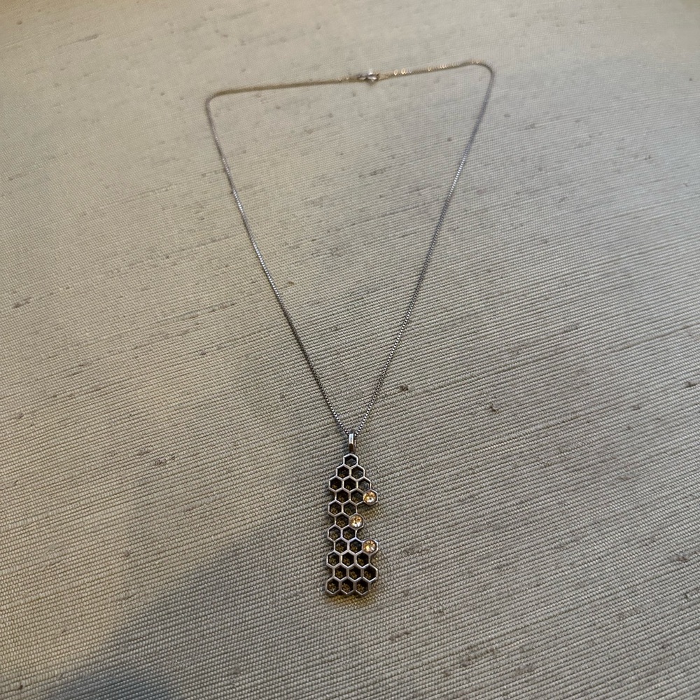 Mignon Faget Silver HIVE Honeycomb Pendant Necklace